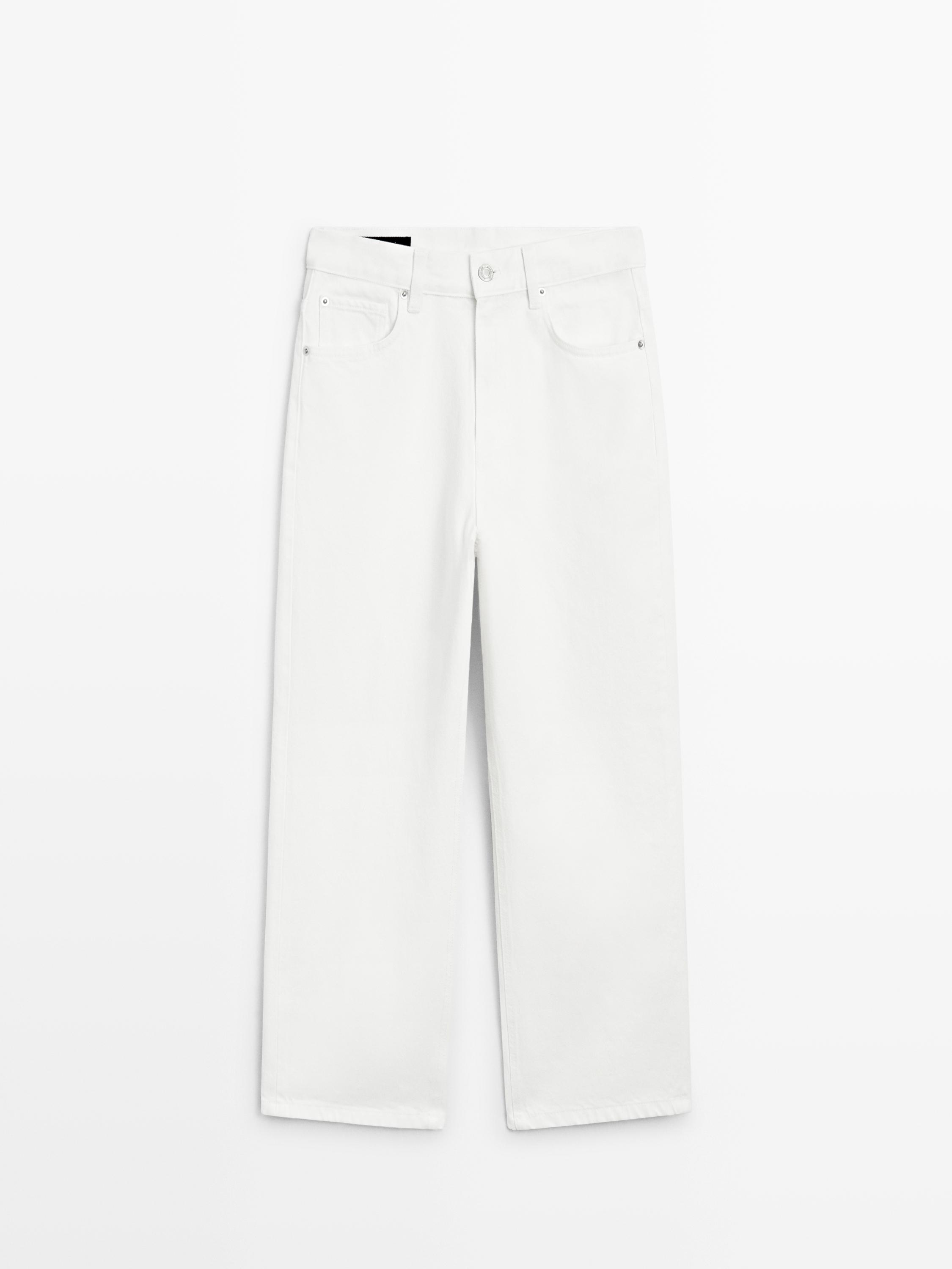 Jean wide leg cropped taille moyenne